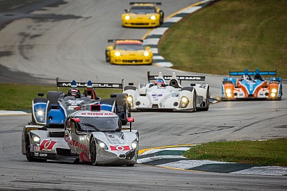 The DeltaWing team finishes on the podium at the final American Le Mans Series race