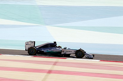 Hamilton back behind the wheel of the Mercedes and tops the timesheets at Bahrain