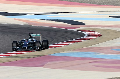 Mercedes' Rosberg makes the fastest lap of the four-day test at Bahrain