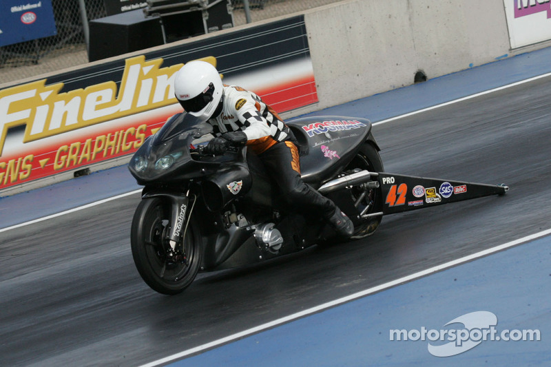 Pro Stock motorcycle’s Andrew Hines likes view from top heading to Summernationals