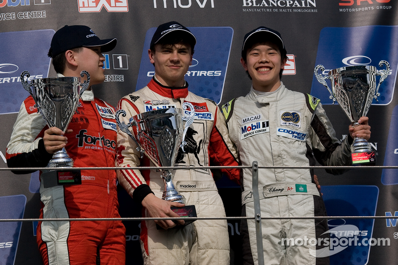 Podium: race winner Sam MacLeod, second place Martin Cao, third place Andy Chang