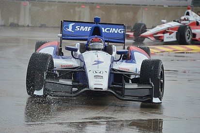 Aleshin lucky to escape scary accident unscathed when rain hits Toronto - video