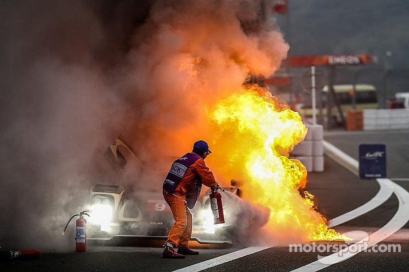So what caused the massive fire on the Lotus CLM P1/01 at Fuji?