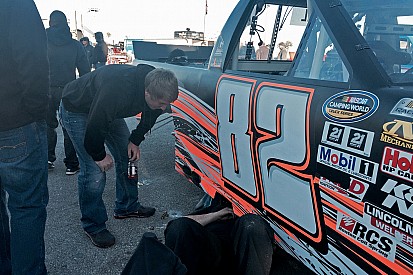 The wheels comes off for Austin Hill in multi-truck wreck