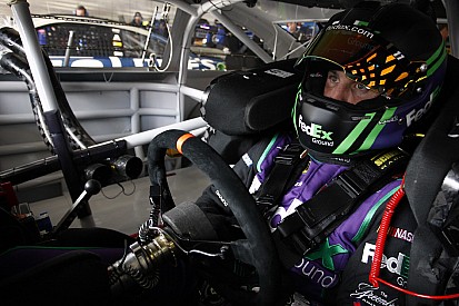 Denny Hamlin triggers four-car pile up at Atlanta - video