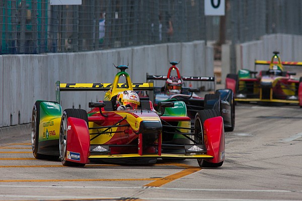 Daniel Abt celebrates on Formula E podium in Miami