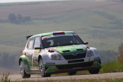 Jan Kopecky in front for Skoda on Rally Zlin