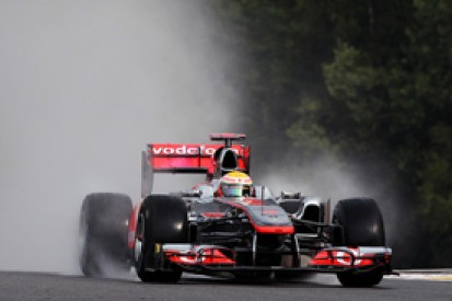 Lewis Hamilton says he was lucky to avoid a huge crash in Belgian Grand Prix practice