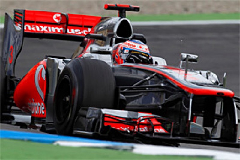 Jenson Button quickest in rain-hit first practice for the German Grand Prix