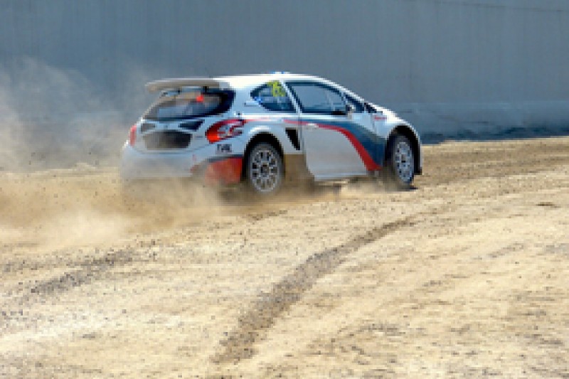 Mika Salo tests European Rallycross Peugeot