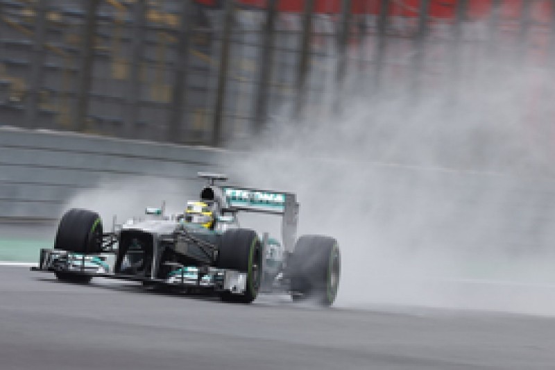 Brazilian GP: Nico Rosberg leads Mercedes one-two in damp practice