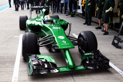 Caterham's CT05 2014 Formula 1 car makes belated track debut