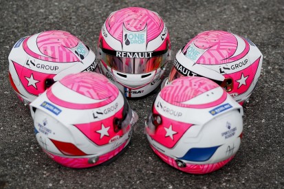 Renault juniors wearing Hubert helmets in tribute to late F2 racer