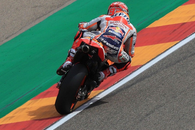 Honda MotoGP rider Marquez on pole at Aragon for 200th grand prix start
