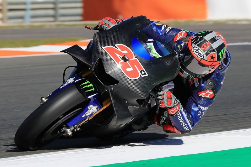 Vinales uses '16 Yamaha chassis to top Valencia test, Rossi crashes