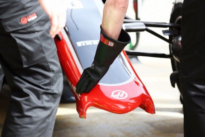 Front wing failure interrupts Haas team's first Formula 1 test