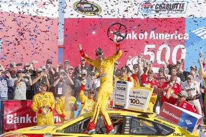 NASCAR Charlotte: Joey Logano dominates delayed race