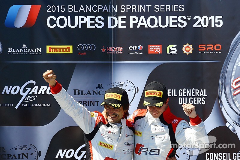 Podium: race winners Stéphane Richelmi, Stéphane Ortelli, Belgian Audi Club Team WRT