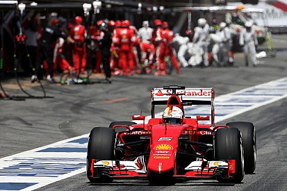 Vettel on the podium, Raikkonen fifth