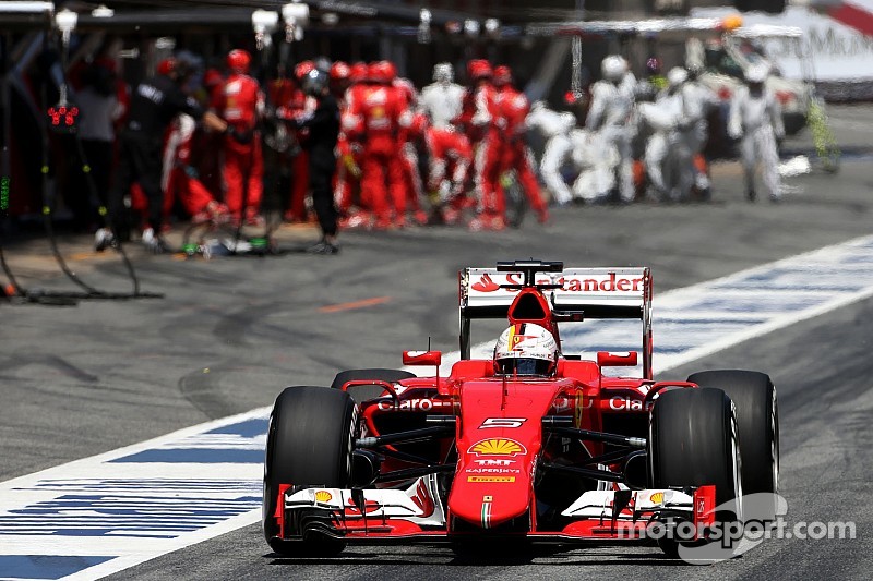 Vettel on the podium, Raikkonen fifth