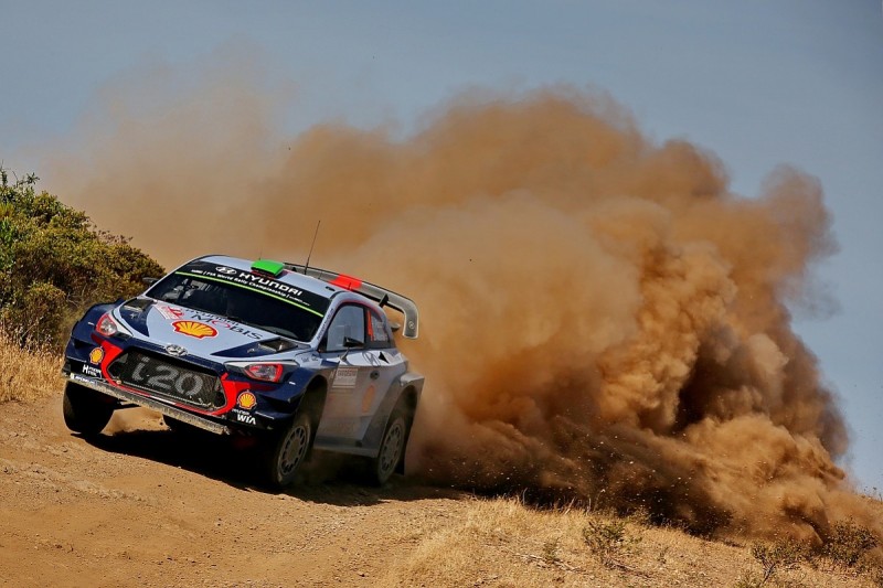 WRC Rally Italy: Hayden Paddon into lead after Kris Meeke rolls