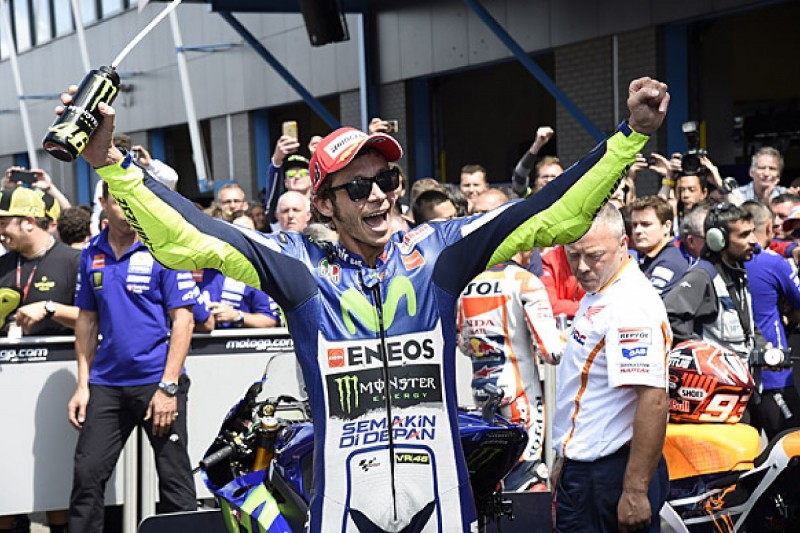Assen MotoGP: Valentino Rossi beats Marc Marquez after contact