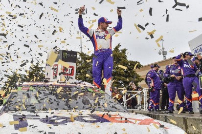 Kansas NASCAR: Denny Hamlin wins, late crashes cause playoff drama