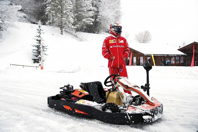 Karting on snow with Raikkonen
