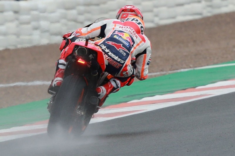 Valencia MotoGP: Marc Marquez fastest in delayed, wet practice one