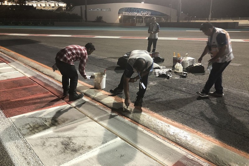 Abu Dhabi GP Turn 20 sausage kerb being repaired after F1 practice