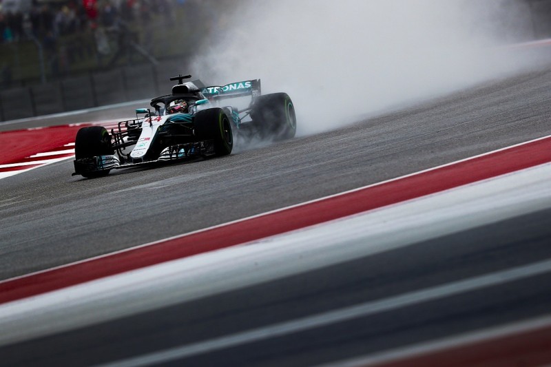 Austin F1 practice: Lewis Hamilton fastest again as rain continues