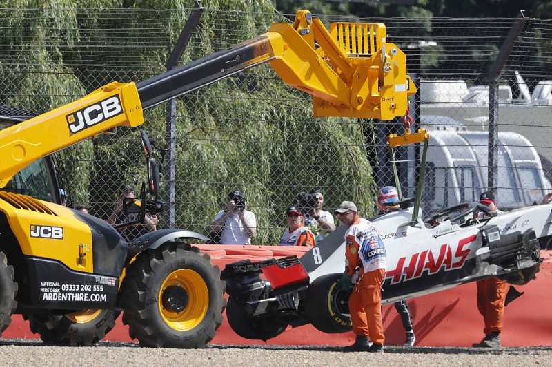 British GP: Grosjean to miss FP2 after DRS crash in first practice