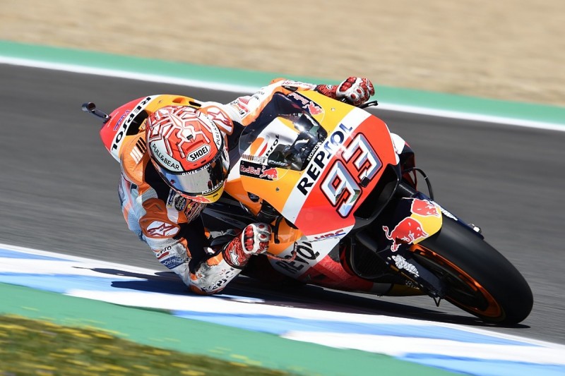 MotoGP Jerez: Marquez tops warm-up but crashes again