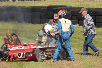 Historic FFord racer saved by spectators, driver in fiery crash