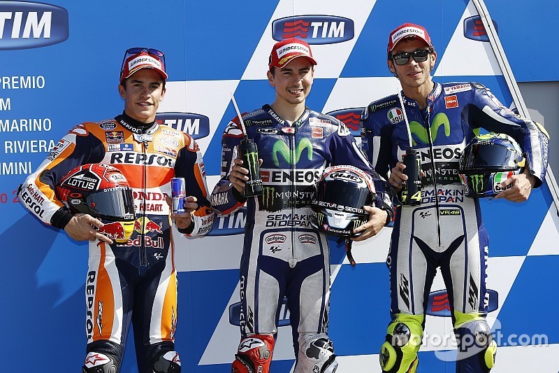 Lorenzo, Márquez y Rossi, desde la primera línea