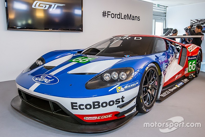 The new Ford GT 2016-spec GTE that will be raced by Chip Ganassi Racing at the 2016 24 Hours of Le Mans