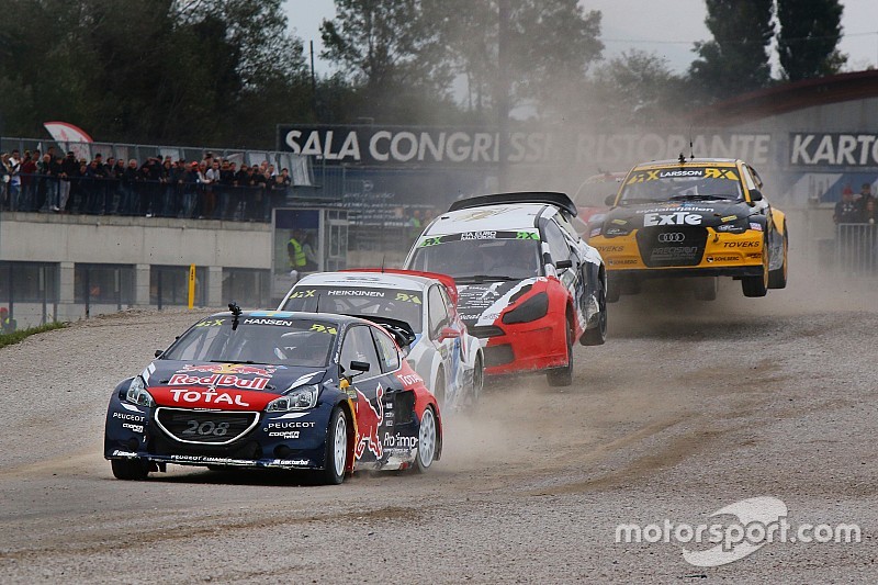 Timmy Hansen, Team Peugeot Hansen and Toomas Heikkinen, Marklund Motorsport Volkswagen Polo