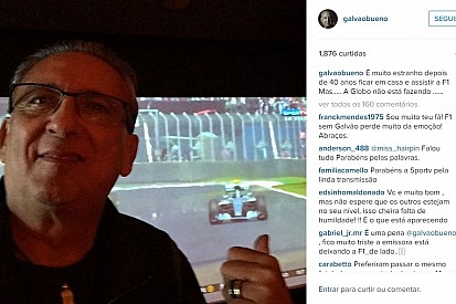 Com GP no SporTV, Galvão tem dia de espectador: “estranho”