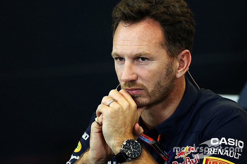 Christian Horner, Red Bull Racing Team Principal durant la conférence de presse de la FIA