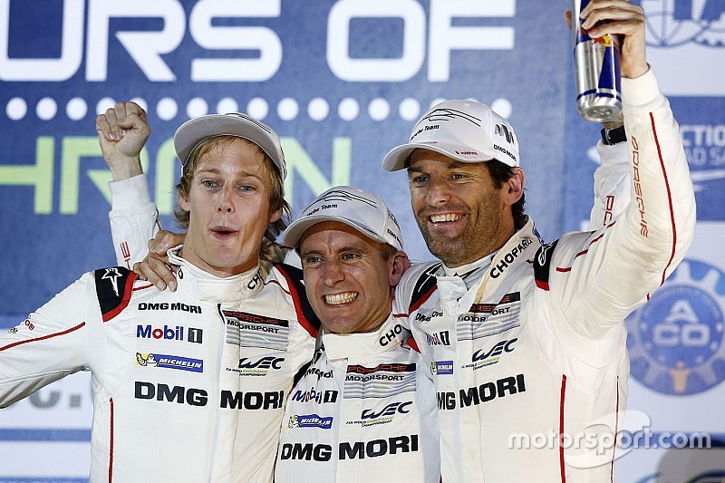 Les champions 2015 : Mark Webber, Brendon Hartley, Timo Bernhard, Porsche Team