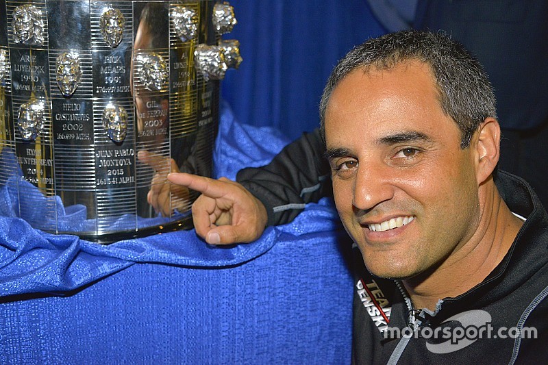 Le vainqueur des 500 miles d'Indianapolis 2015 Juan Pablo Montoya, Team Penske