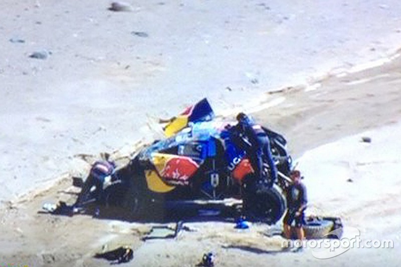 #314 Peugeot: Sébastien Loeb, Daniel Elena after rolling the car in the stage