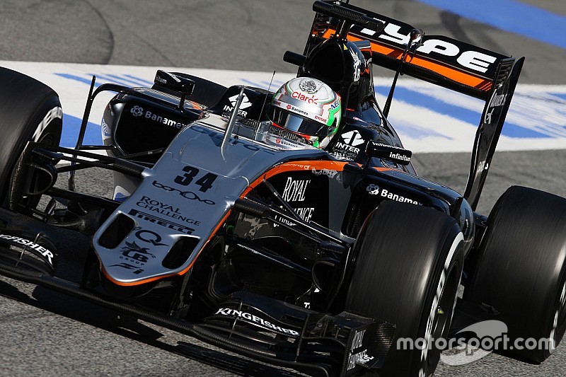 Alfonso Celis Jr in pista nelle libere in Bahrain con la Force India