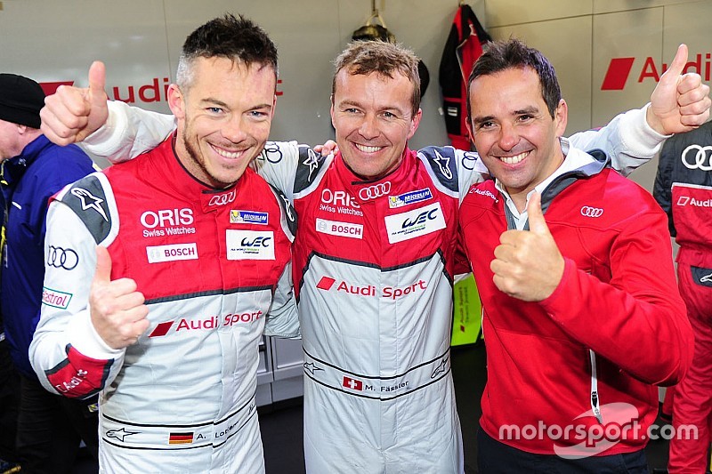 Polesitter LMP1 Marcel Fässler, Andre Lotterer, Benoit Tréluyer, Audi Sport Team Joest