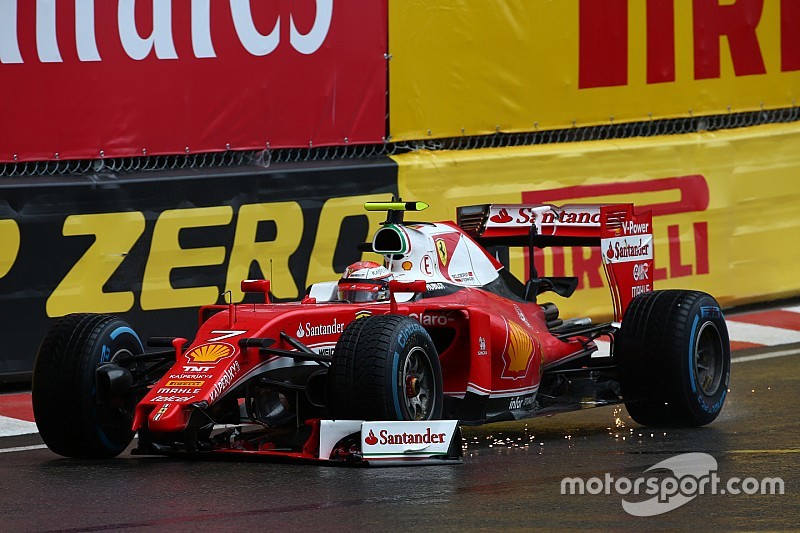 Kimi Raikkonen, Scuderia Ferrari SF16-H pierde su ala delantera