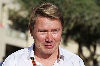 Mika Häkkinen in actie tijdens Gamma Racing Day