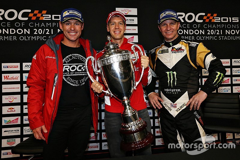 Winner Sebastian Vettel, second place Tom Kristensen, third place Petter Solberg