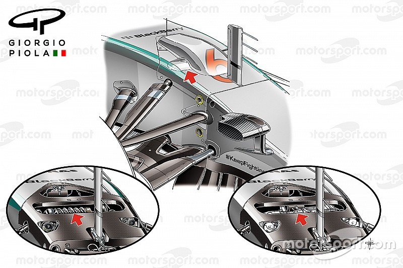 Mercedes W06 hydraulic parts, front suspension