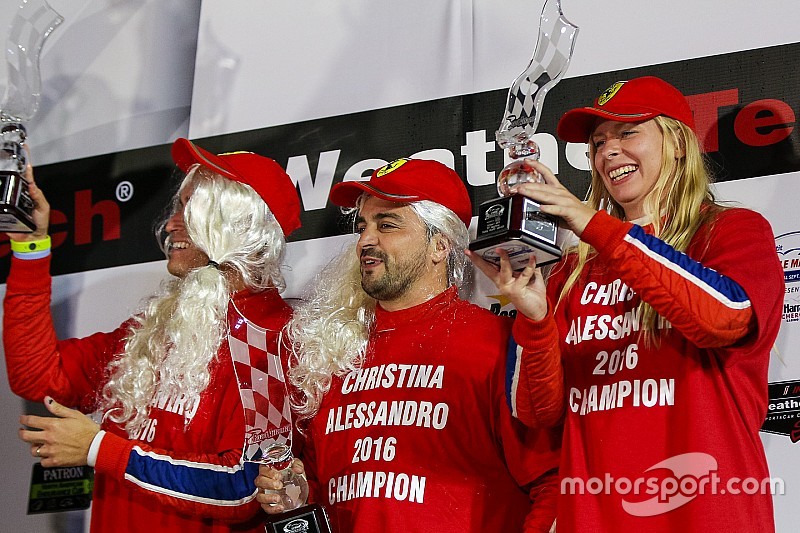 GT Daytona Podium: third place #63 Scuderia Corsa Ferrari 488 GT3: Christina Nielsen, Alessandro Bal