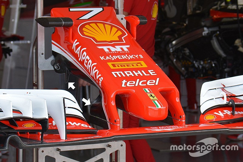 Técnica: soportes del ala delantero del Ferrari SF16-H en Japón